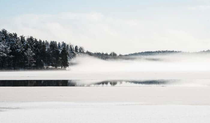 A pristine winter landscape scene